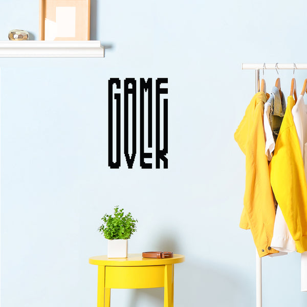 Vinyl Wall Art Decal - Game Over - Cool Old School Home Playroom Bedroom Living Room Kids Room Nursery - Fun Gamers Decals for Indoor Outdoor Apartment Dorm Room (12" x 20"; Black)