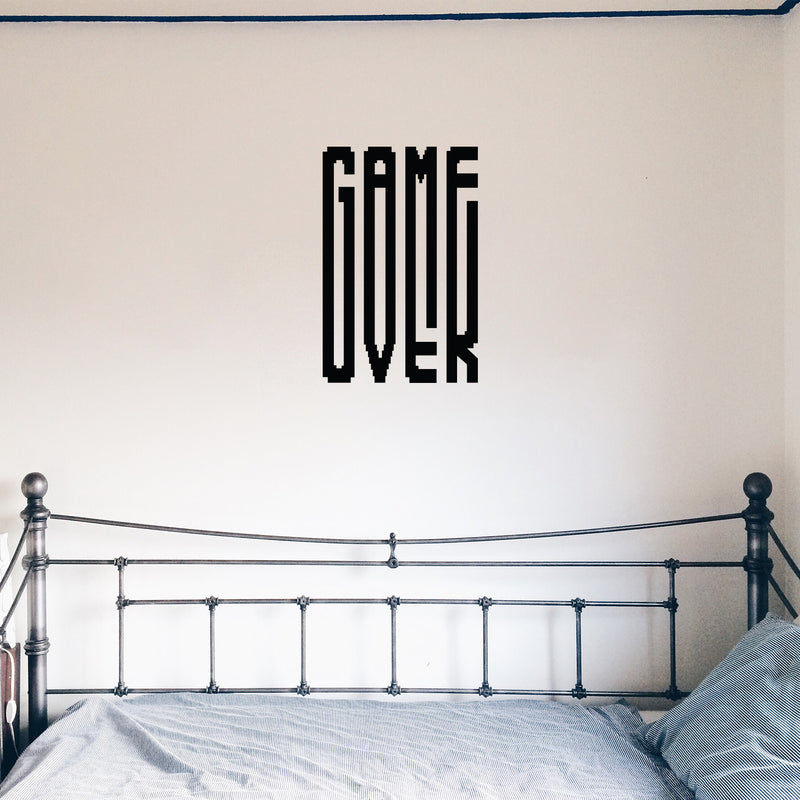 Vinyl Wall Art Decal - Game Over - Cool Old School Home Playroom Bedroom Living Room Kids Room Nursery - Fun Gamers Decals for Indoor Outdoor Apartment Dorm Room (12" x 20"; Black)   3