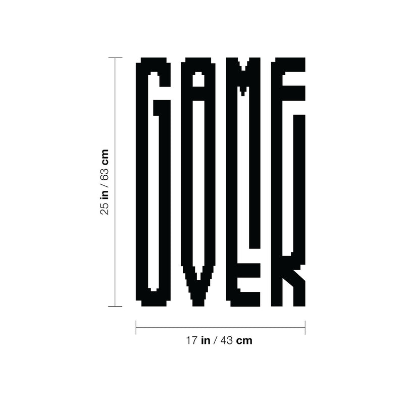Vinyl Wall Art Decal - Game Over - Cool Old School Home Playroom Bedroom Living Room Kids Room Nursery - Fun Gamers Decals for Indoor Outdoor Apartment Dorm Room (12" x 20"; Black)   4