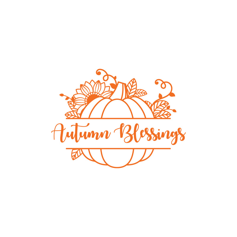 Vinyl Wall Art Decal - Autumn Blessings - Modern Lovely Fall Pumpkins Season Design Sticker For Home Family Room School Office Coffee Shop Doors Windows Storefront Decor   3