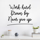 Vinyl Wall Art Decal - Work Hard Dream Big - Trendy Inspirational Positive Vibes Life Quote Sticker For Home Bedroom Living Room Kids Room Playroom Gym Fitness School Coffee Shop Decor