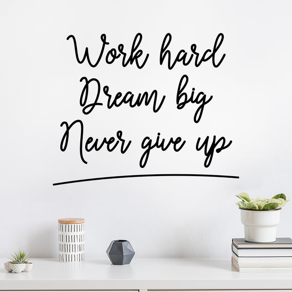 Vinyl Wall Art Decal - Work Hard Dream Big - Trendy Inspirational Positive Vibes Life Quote Sticker For Home Bedroom Living Room Kids Room Playroom Gym Fitness School Coffee Shop Decor