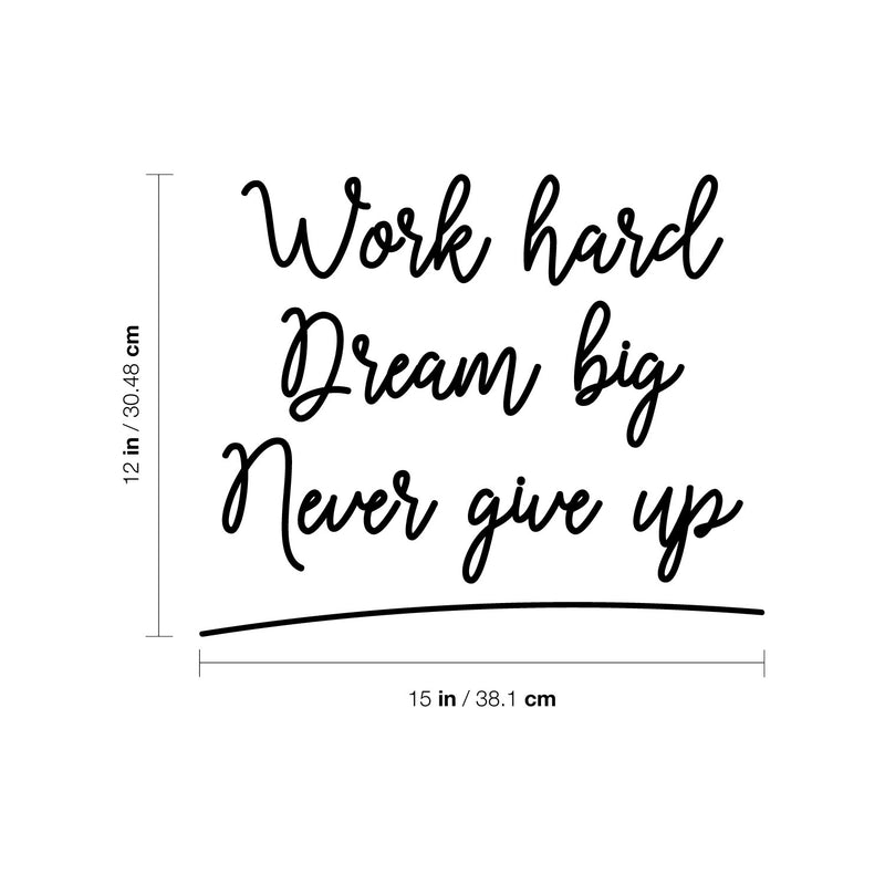Vinyl Wall Art Decal - Work Hard Dream Big - Trendy Inspirational Positive Vibes Life Quote Sticker For Home Bedroom Living Room Kids Room Playroom Gym Fitness School Coffee Shop Decor   4