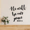 Vinyl Wall Art Decal - He Will Be Our Peace - 14. Modern Spiritual Lovely Inspiring Quote Sticker For Home Bedroom Living Room Coffee Shop Religious Center Decor