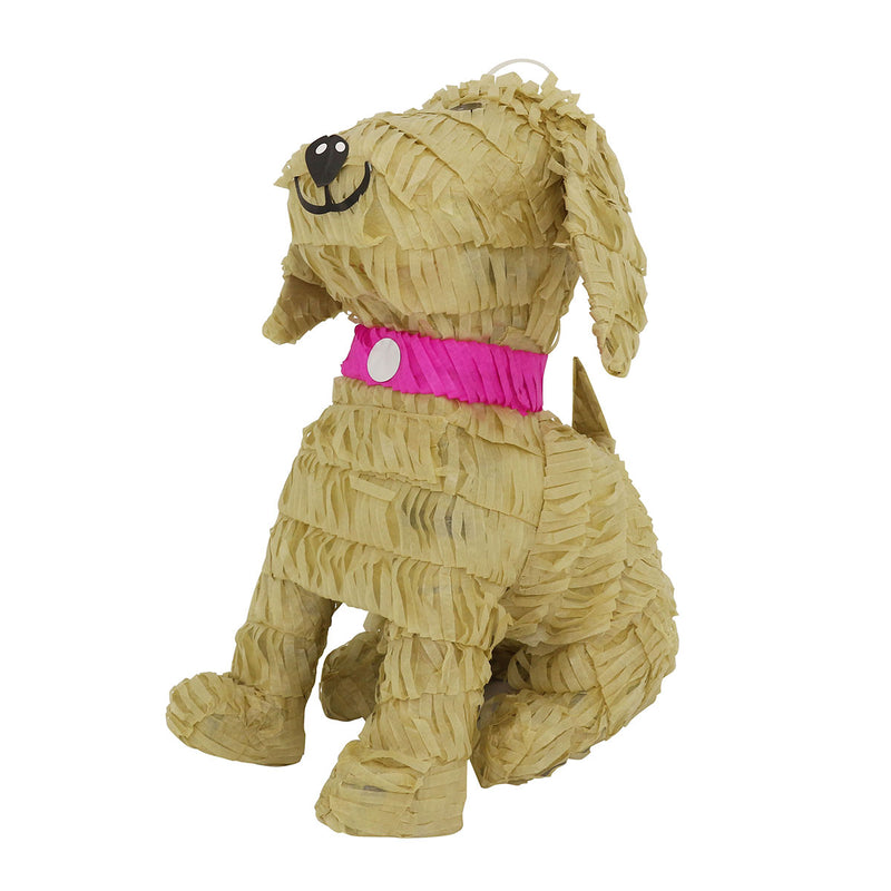 Lutema LTMBeige W/Pink Collar Pup Pinata-276 Mexican Handcrafted
