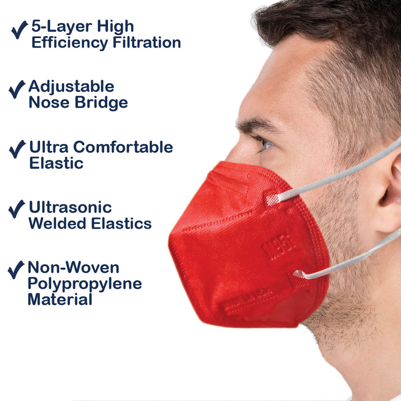 MI Technologies Inc LTMM95iFaceMaskAdultRubyRed05-3494 PPE Face Mask - M95i